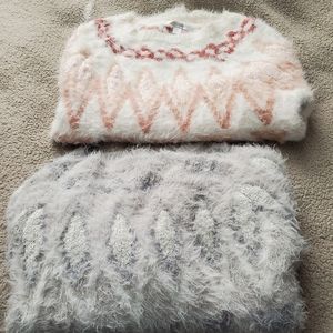 Set of 2 Lauren Conrad Fuzzy Sweaters